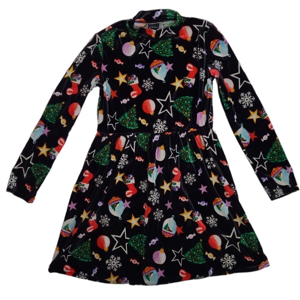 ART CLASS black velvet long sleeve Christmas holiday mock neck dress 7/8